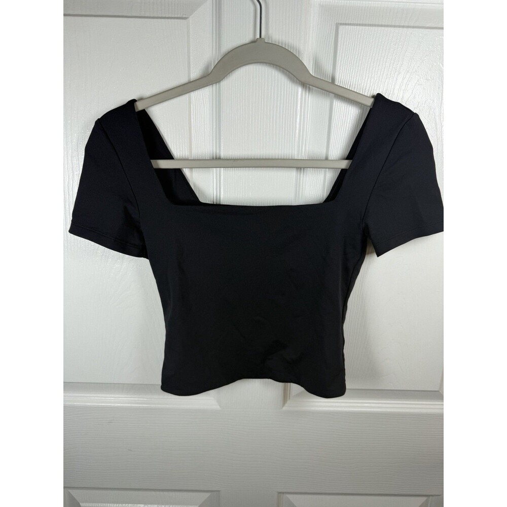 Aritzia Babaton Contour Squareneck Short Sleeve T-Shirt Size S Black